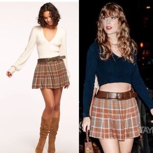 NWT Ramy Brook ASO Taylor Swift Derrick Pleated Belted Plaid Mini Skirt $365 8